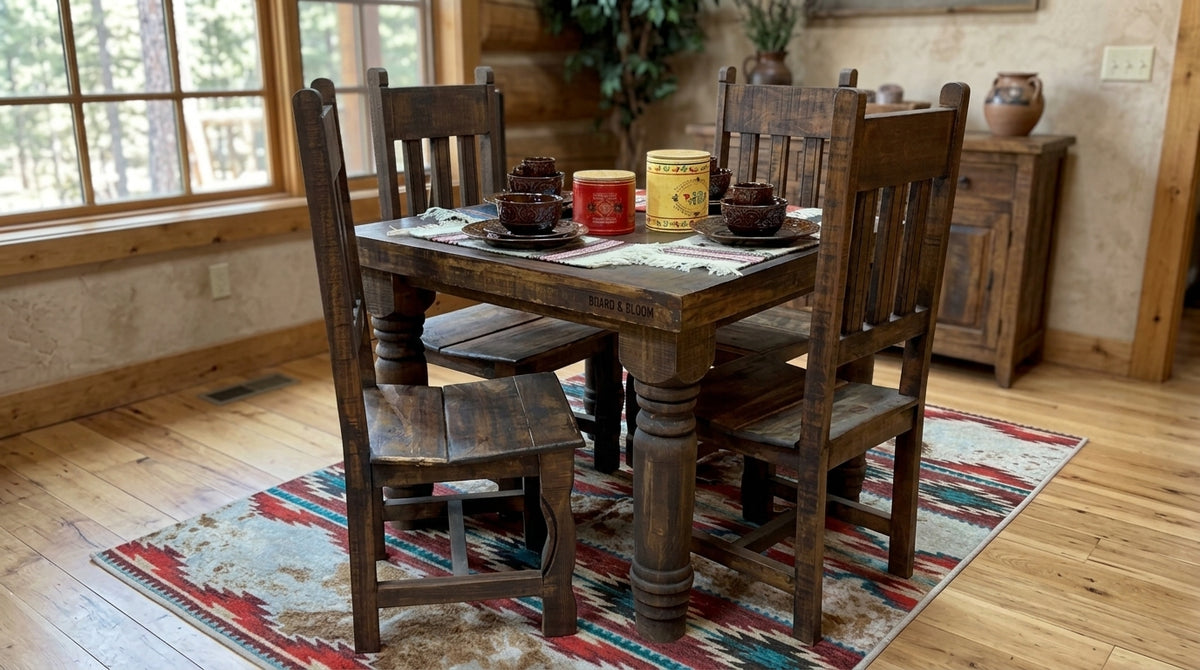 Hollow Oak 5-Piece Square Dining Set | Board & Bloom