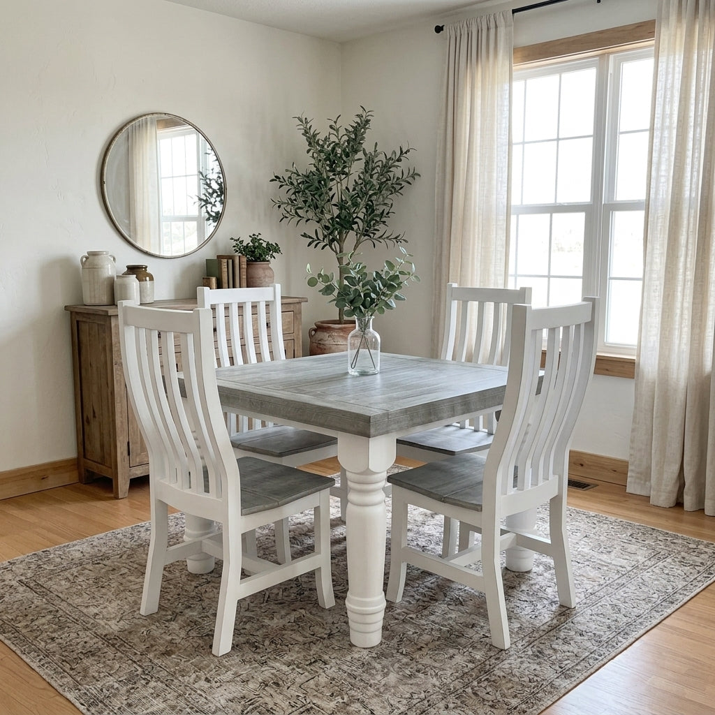 Ashgrove Square Dining Set - White & Grey | Board & Bloom