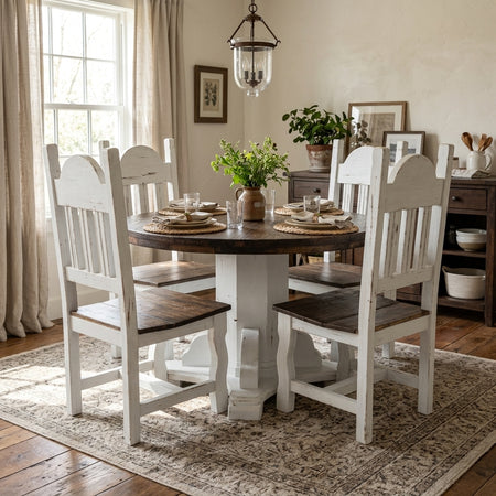 Meadowlark 5-Piece Round Dining Set - Two-Tone White Distressed