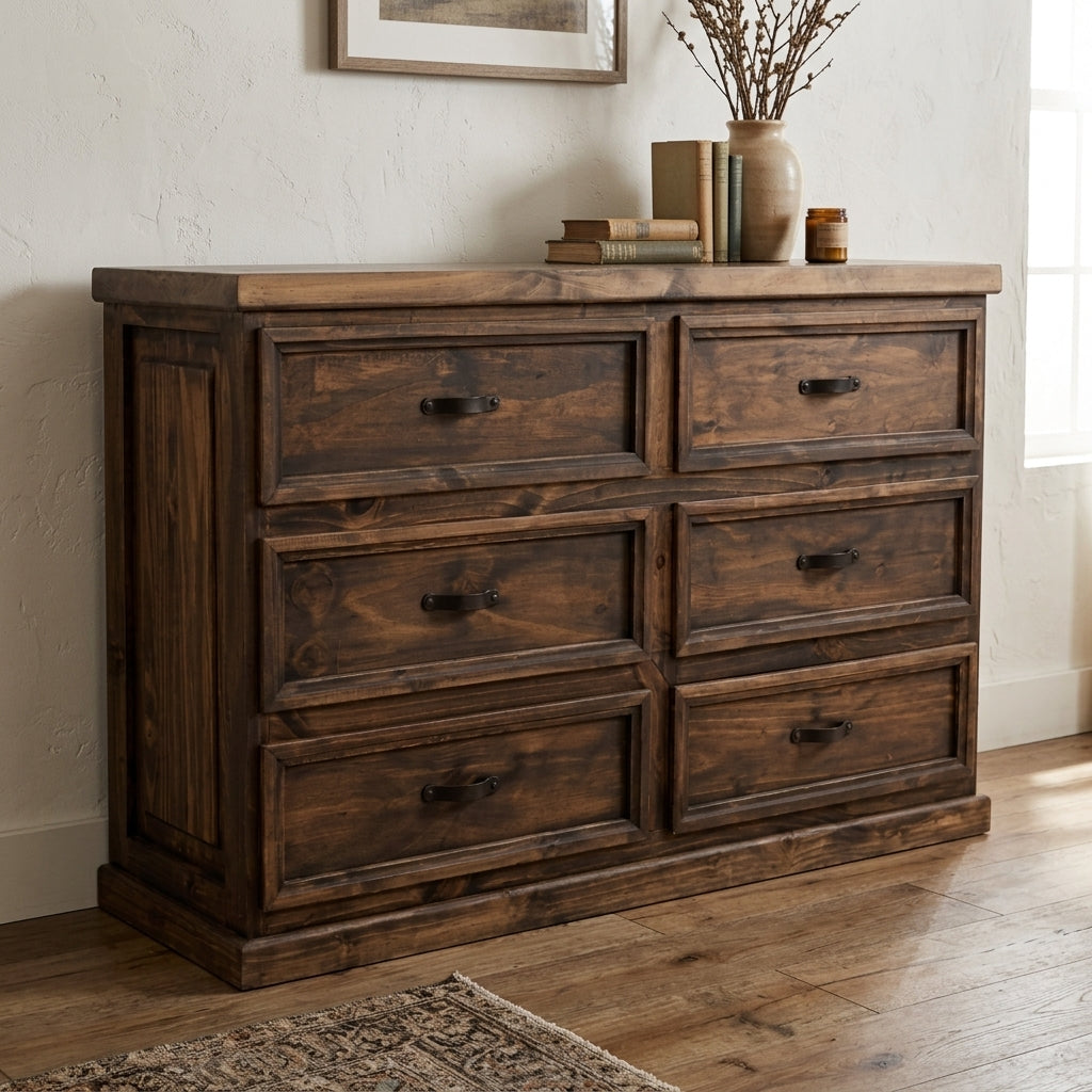 Prairie Rose 6-Drawer Dresser - Dark Pine | Board & Bloom