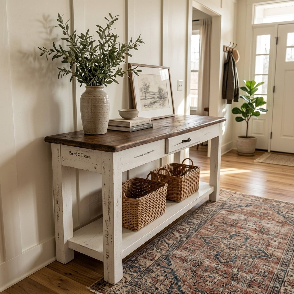 Thornfield White Distressed Sofa Table | Board & Bloom